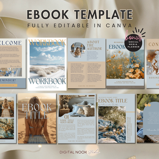 Editable Canva Ebook Template | Blue & Gold Lead Magnet | Coaching Guide & Course Workbook