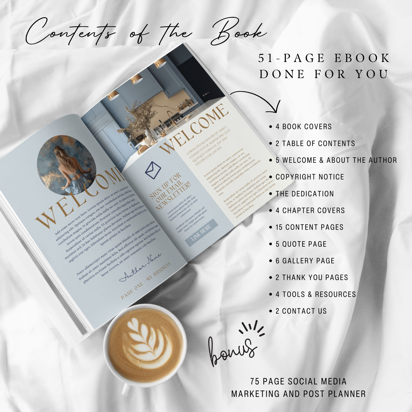 Editable Canva Ebook Template | Blue & Gold Lead Magnet | Coaching Guide & Course Workbook