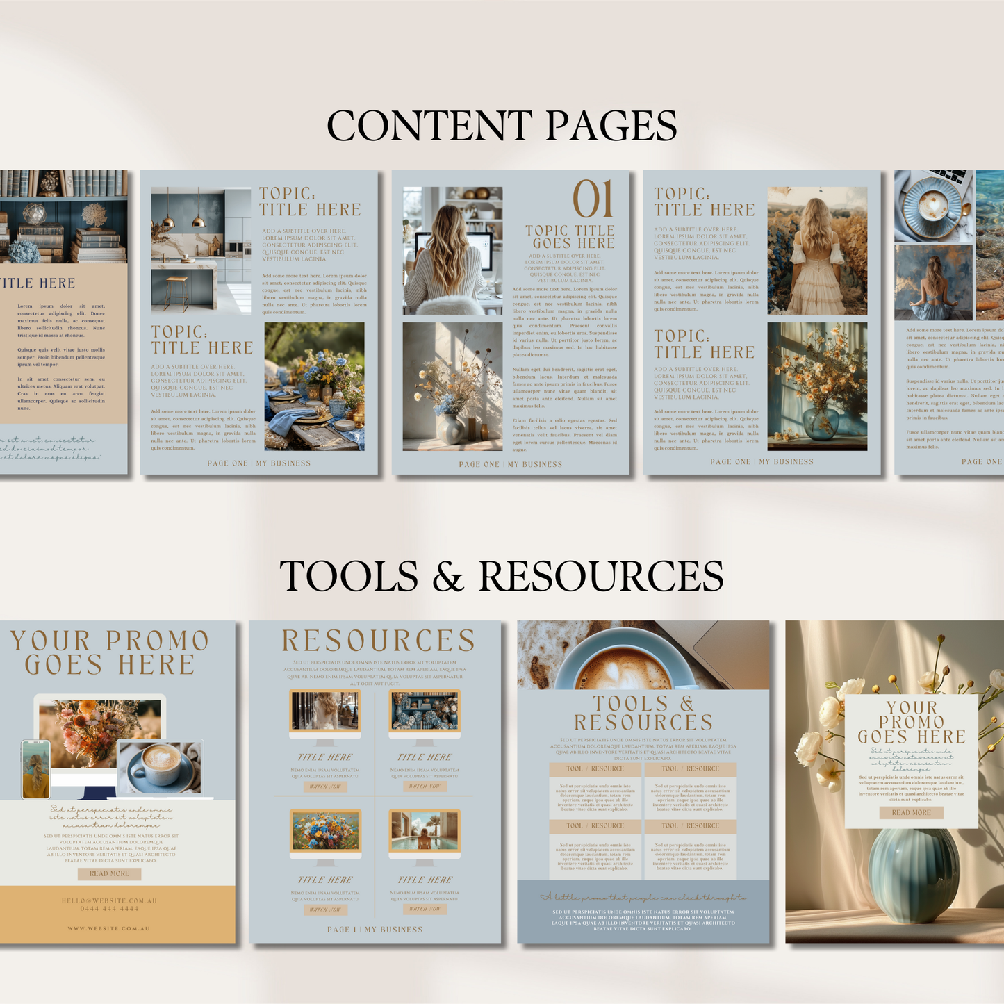 Editable Canva Ebook Template | Blue & Gold Lead Magnet | Coaching Guide & Course Workbook