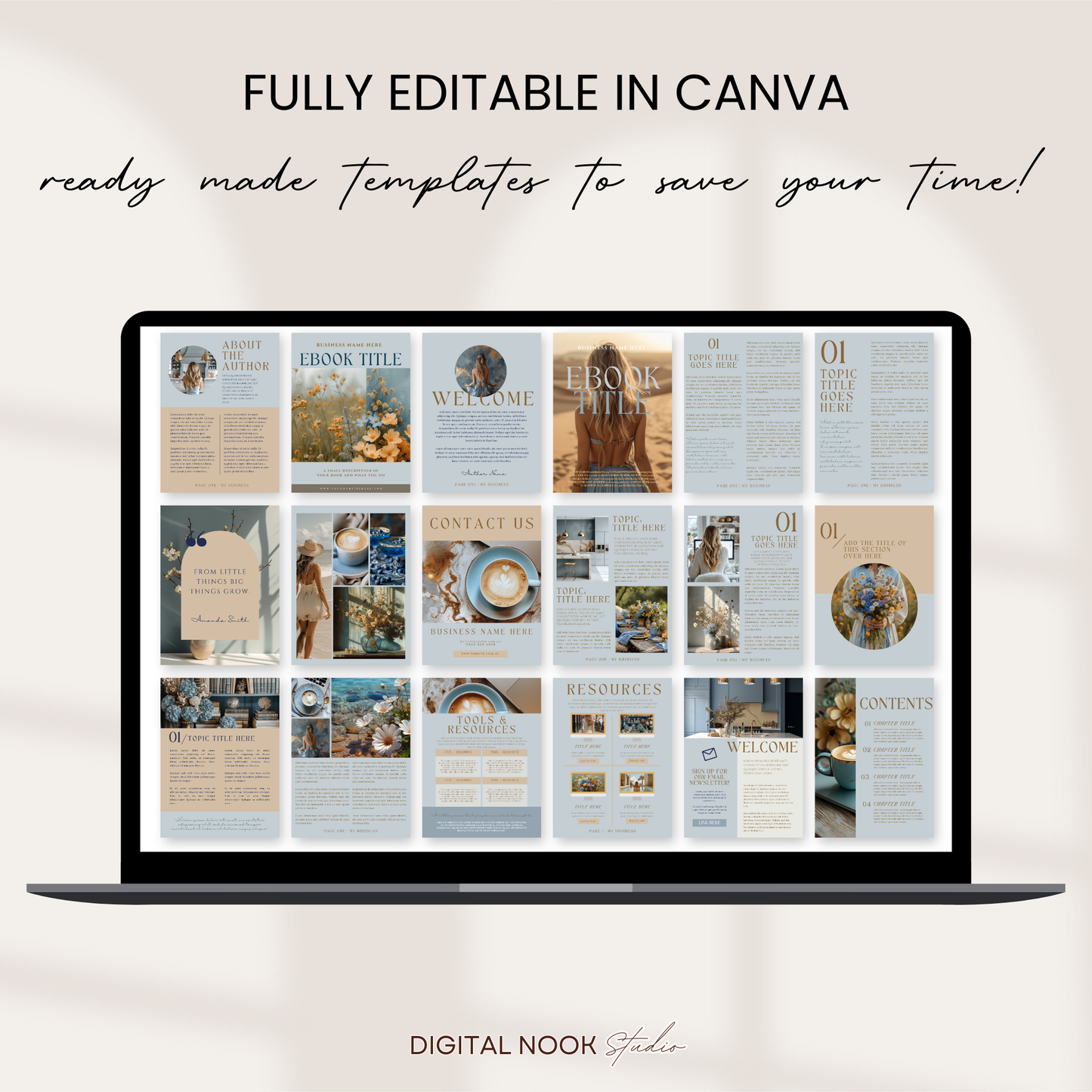 Editable Canva Ebook Template | Blue & Gold Lead Magnet | Coaching Guide & Course Workbook