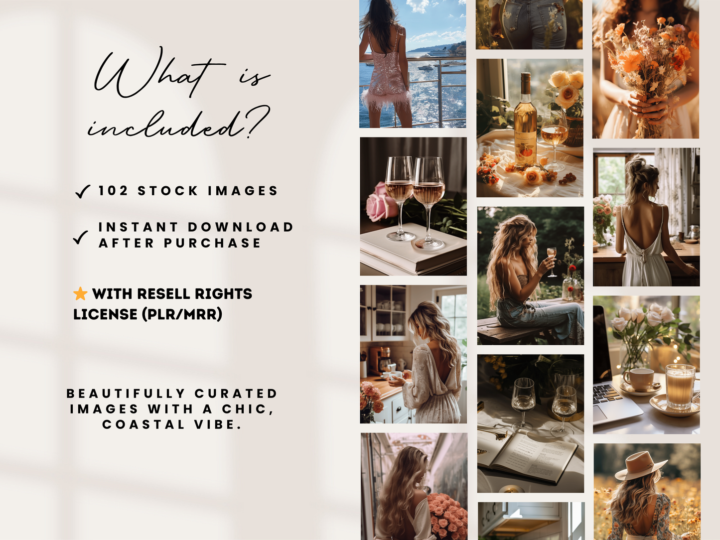 102 Boho Aesthetic Faceless Stock Photos | Beach Chic Elegance for Coastal Branding & Social Media PLR