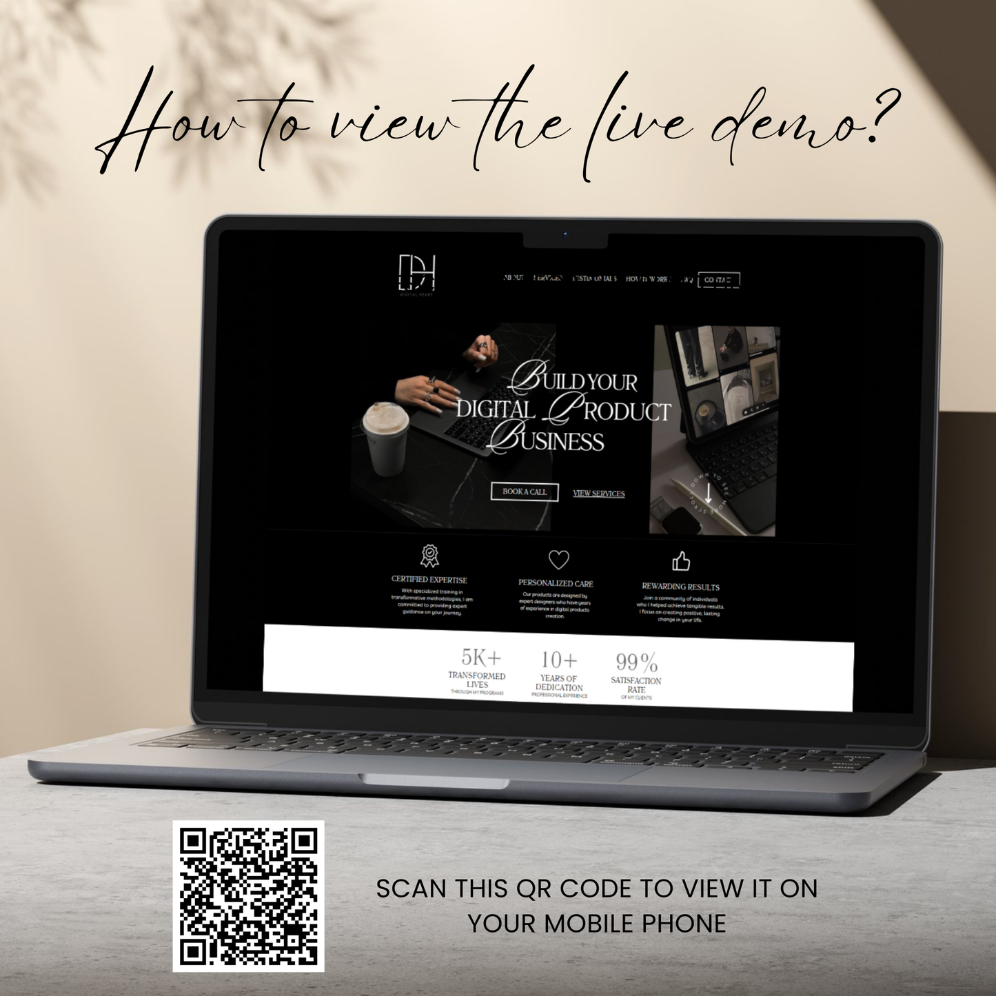 Black Aesthetic Coaching Website Template | Editable One-Page Canva Website for Course Creators & VA Businesses