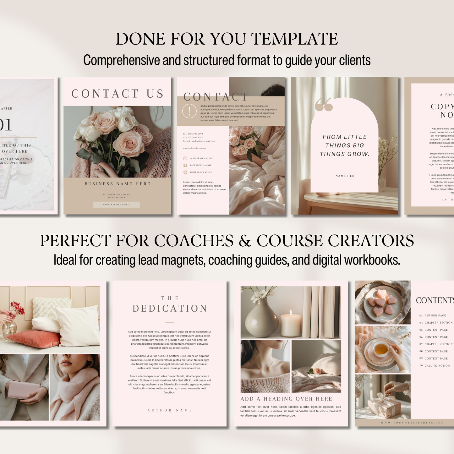 Editable Canva Ebook Template | Pastel Soft Pink Chic Lead Magnet | Coaching Guide & Course Workbook