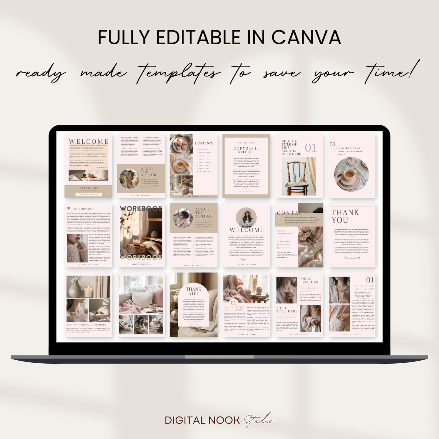 Editable Canva Ebook Template | Pastel Soft Pink Chic Lead Magnet | Coaching Guide & Course Workbook