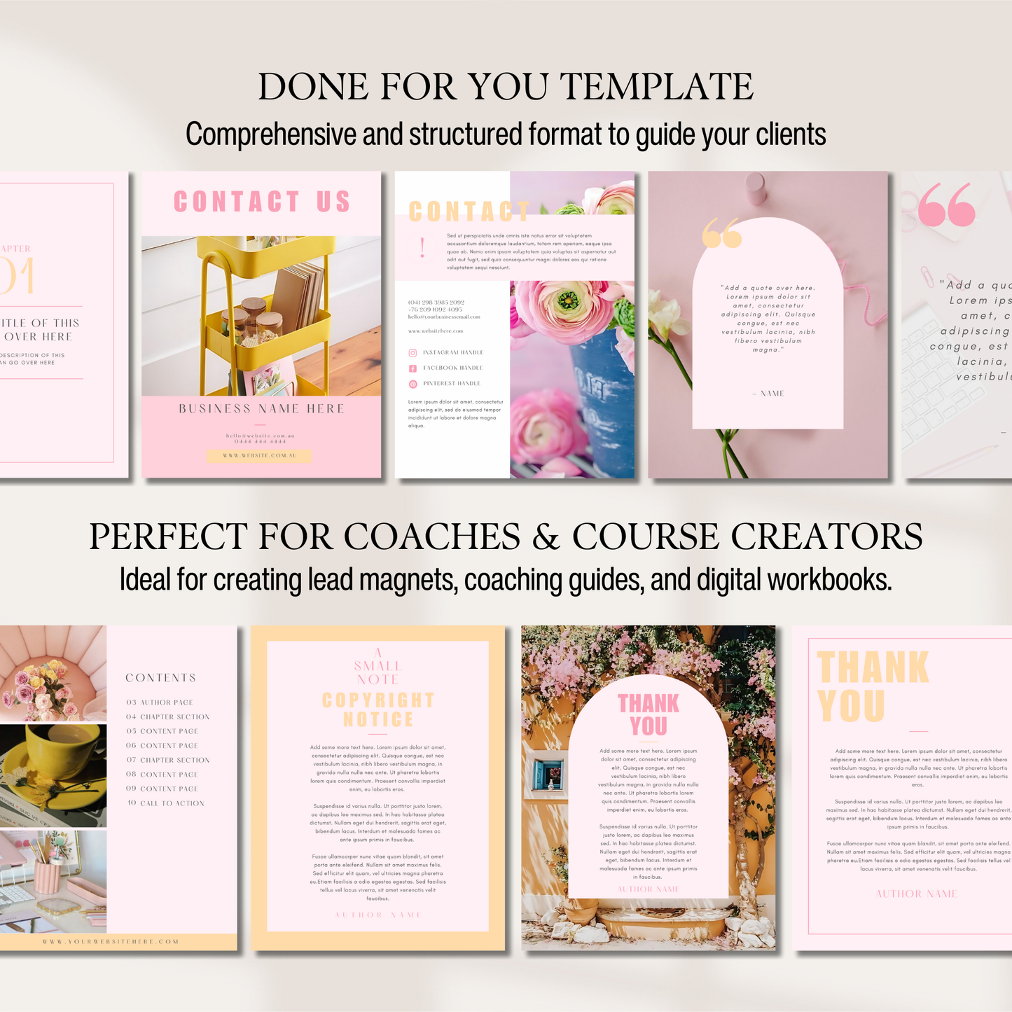 Pink Modern Ebook & Workbook Template | Canva Editable Lead Magnet for Coaches & Course Creators