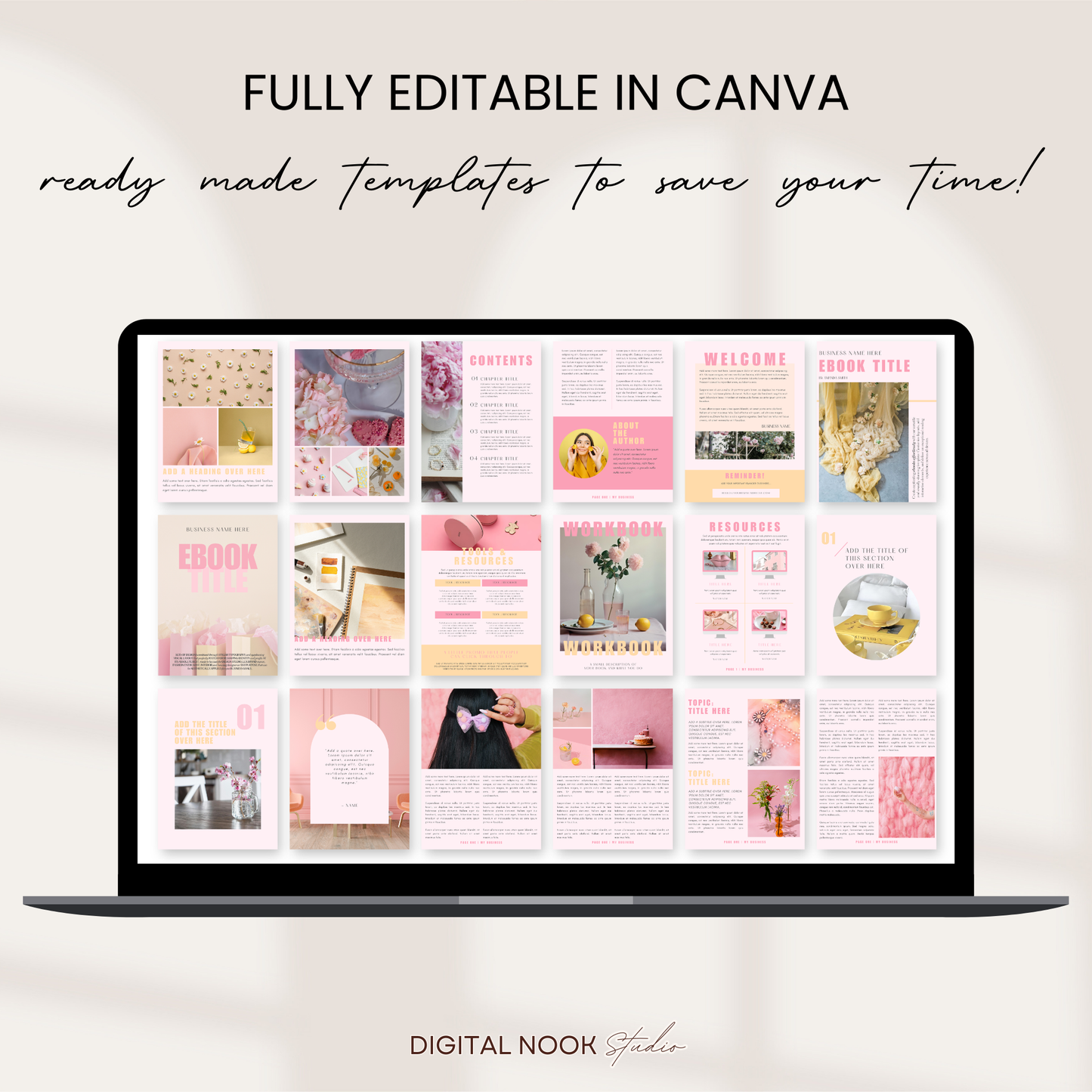 Pink Modern Ebook & Workbook Template | Canva Editable Lead Magnet for Coaches & Course Creators