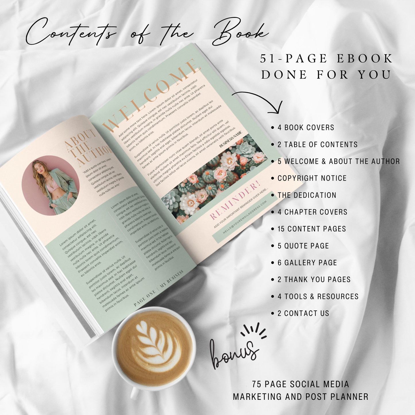 Editable Canva Ebook Template | Pastel Pink & Green Lead Magnet | Coaching Guide & Course Workbook