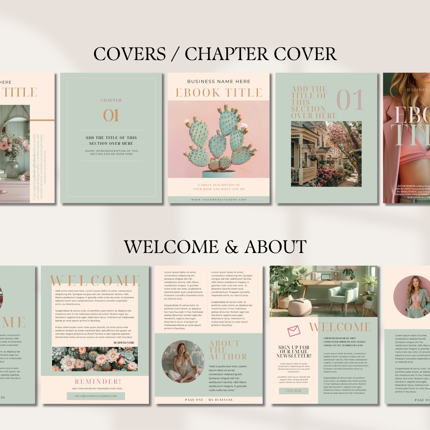 Editable Canva Ebook Template | Pastel Pink & Green Lead Magnet | Coaching Guide & Course Workbook