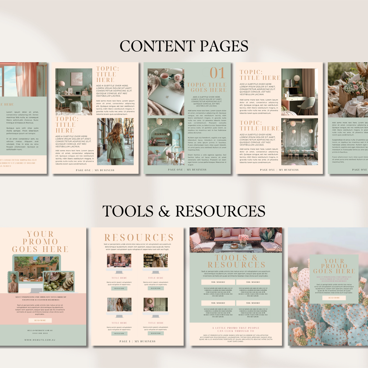 Editable Canva Ebook Template | Pastel Pink & Green Lead Magnet | Coaching Guide & Course Workbook