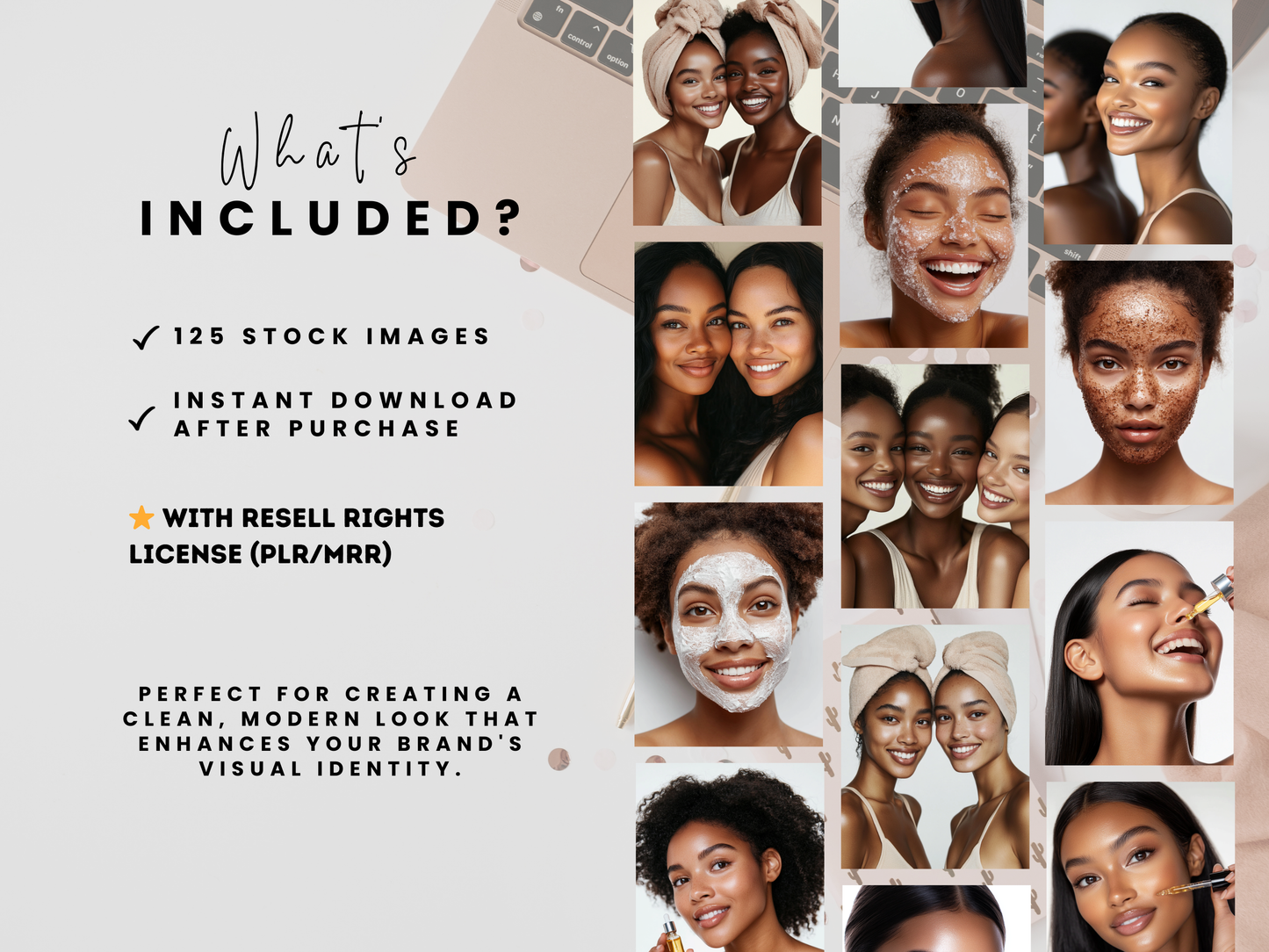 125 Melanin Rich Skincare Stock Images | Luxury Beauty & Esthetician Stock Photo Bundle PLR MRR