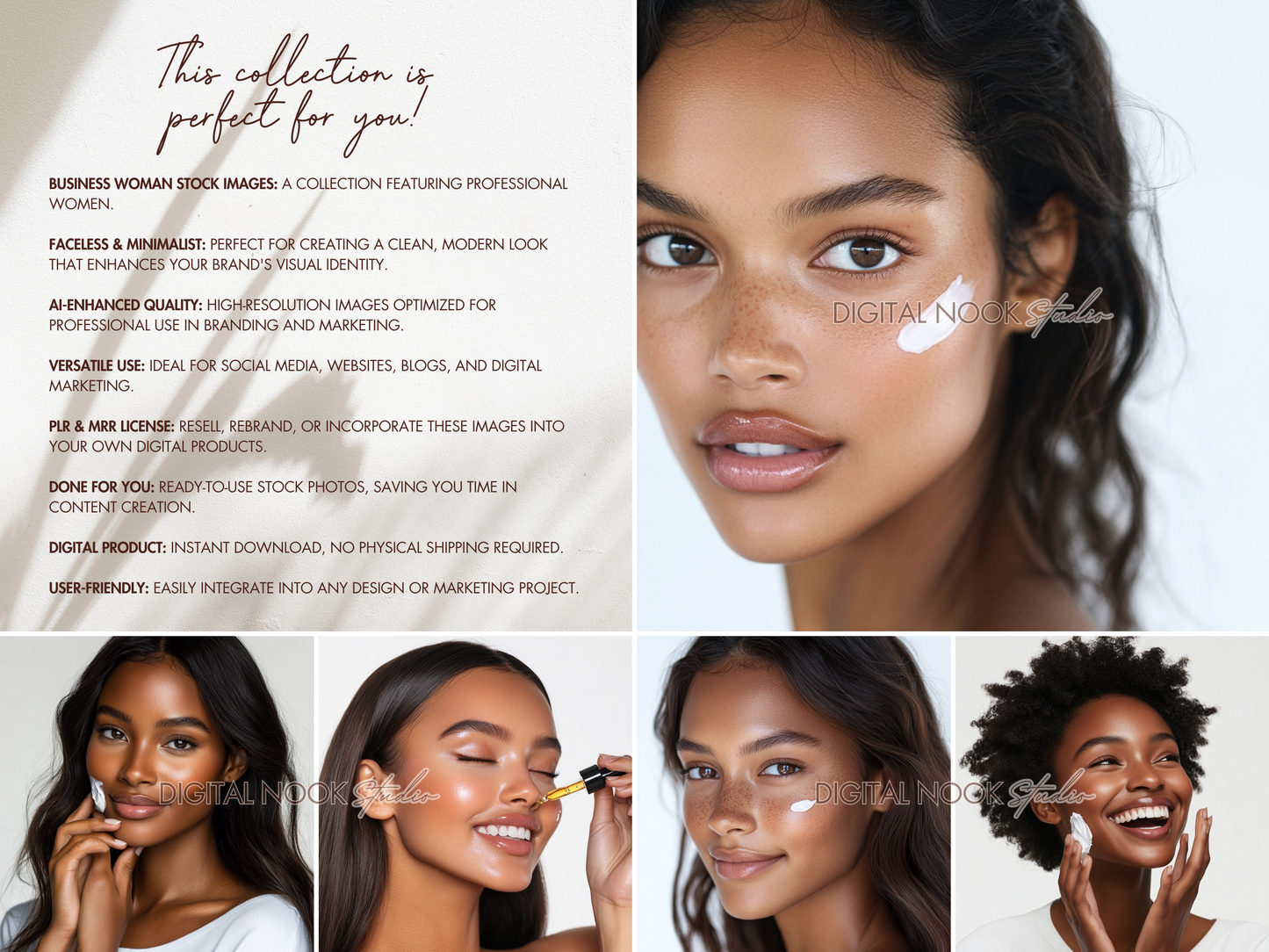 125 Melanin Rich Skincare Stock Images | Luxury Beauty & Esthetician Stock Photo Bundle PLR MRR