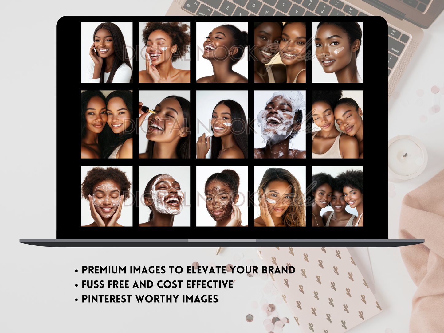 125 Melanin Rich Skincare Stock Images | Luxury Beauty & Esthetician Stock Photo Bundle PLR MRR