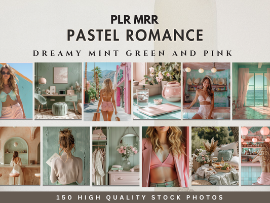 150 Pastel Aesthetic Stock Photos | Dreamy Green & Pink Faceless Content for Branding & Social Media PLR