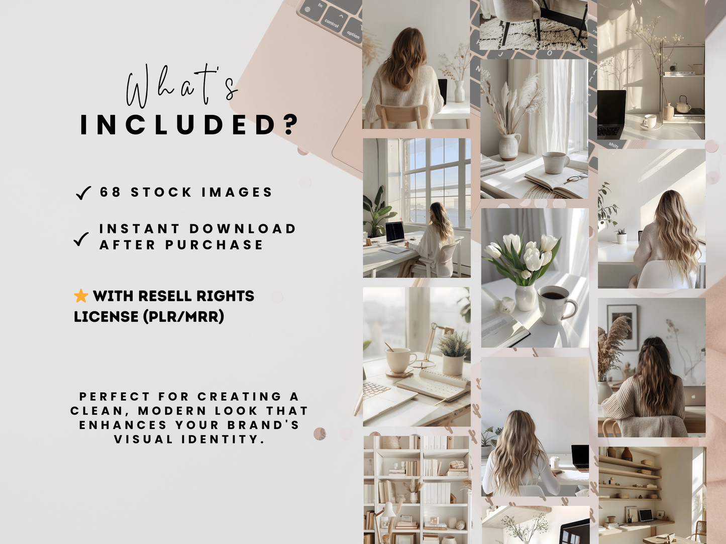 68 Neutral Aesthetic Girl Boss Stock Images | Beige & Light Cream Faceless Branding Photos PLR & MRR