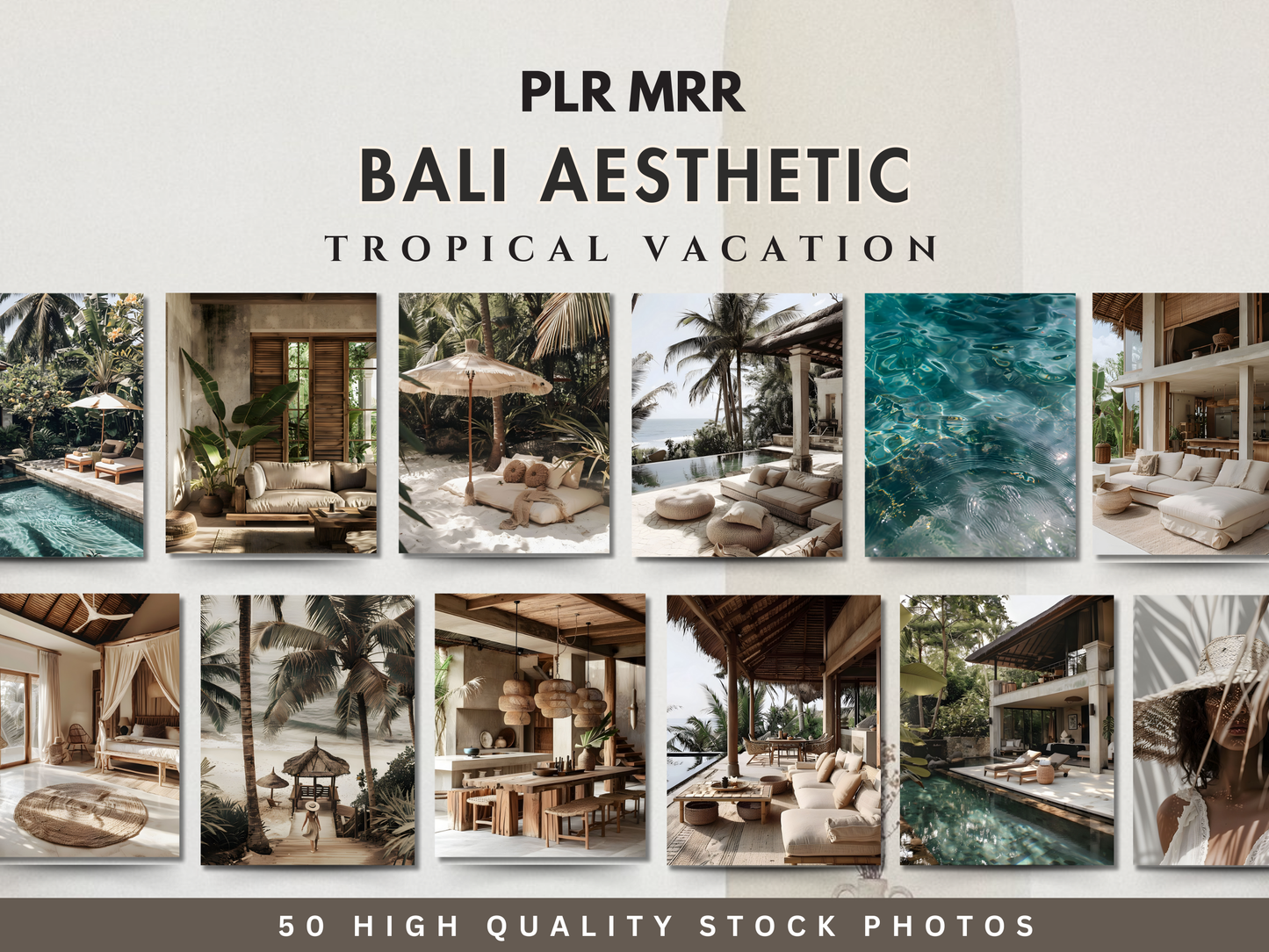 50 Bali Tropical Aesthetic Stock Images | Travel & Lifestyle Photos for Social Media & Branding PLR