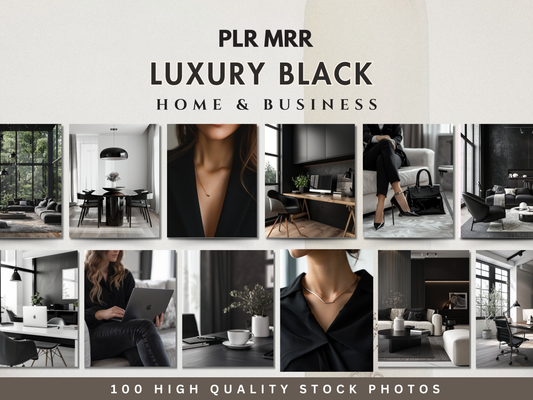 100 Luxury Black Aesthetic Home & Office Stock Images – Minimalist Faceless AI Branding & Social Media PLR