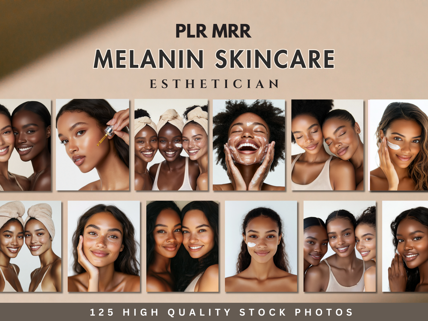 125 Melanin Rich Skincare Stock Images | Luxury Beauty & Esthetician Stock Photo Bundle PLR MRR