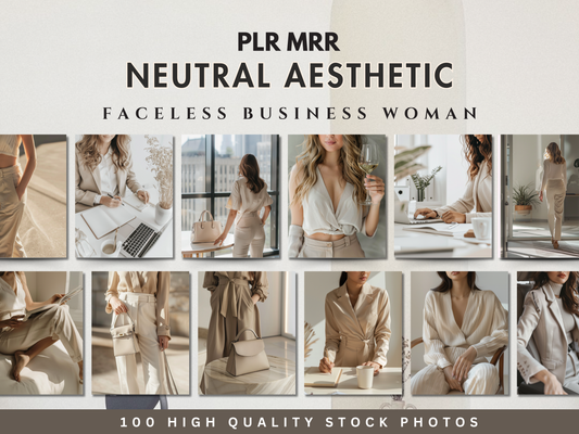 100 Neutral Aesthetic Faceless Business Woman Stock Images | Light Cream & Beige Branding PLR MRR