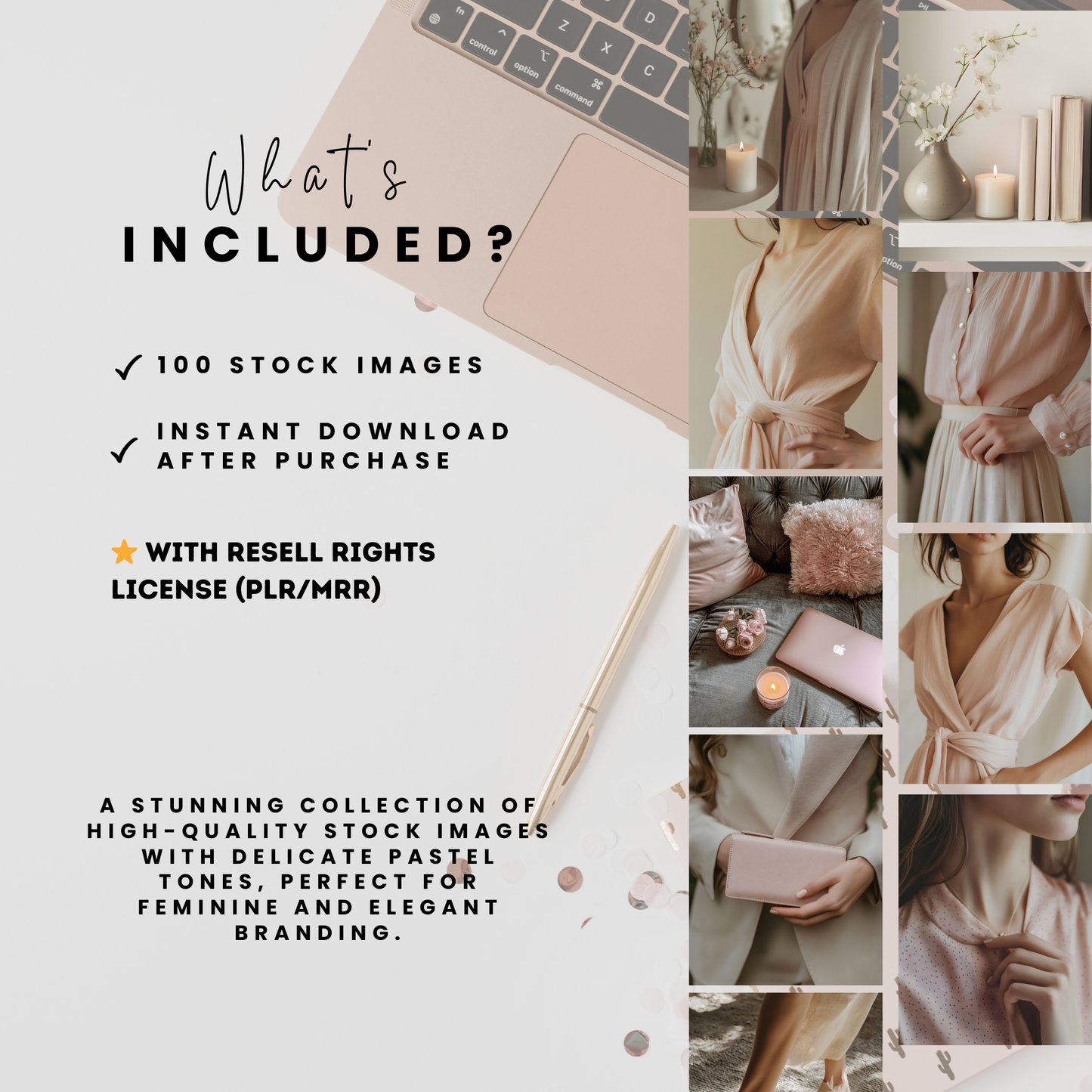 100 Soft Pink Aesthetic Stock Photos | Dreamy Faceless Self-Love Photography for Branding & Social Media PLR