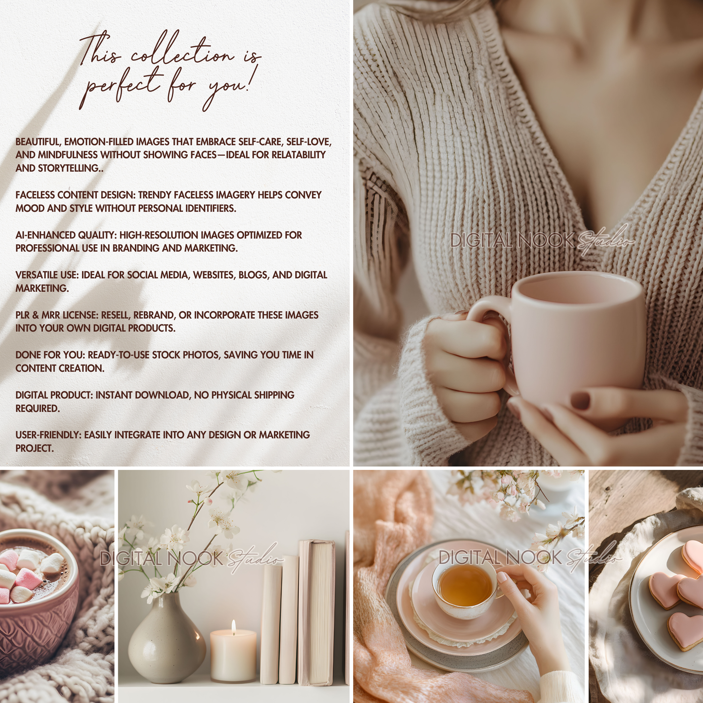 100 Soft Pink Aesthetic Stock Photos | Dreamy Faceless Self-Love Photography for Branding & Social Media PLR