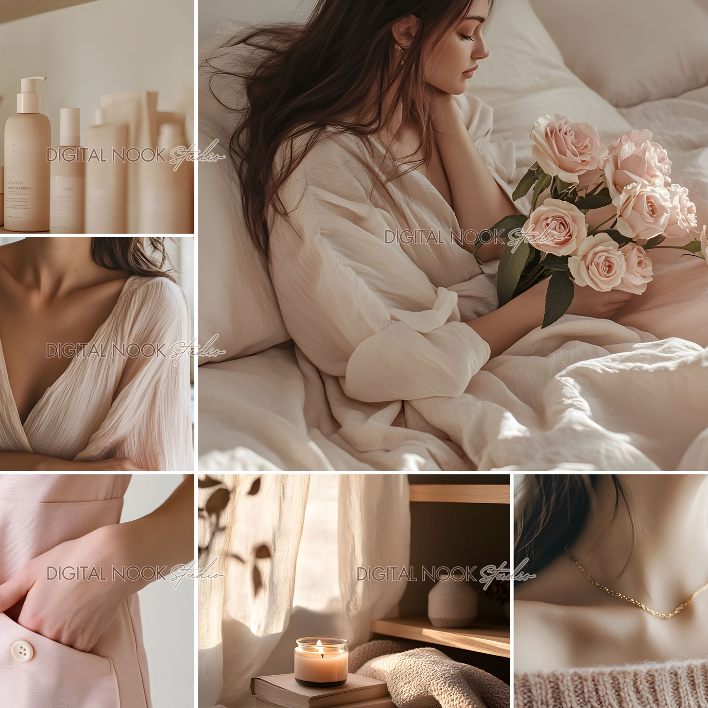 100 Soft Pink Aesthetic Stock Photos | Dreamy Faceless Self-Love Photography for Branding & Social Media PLR