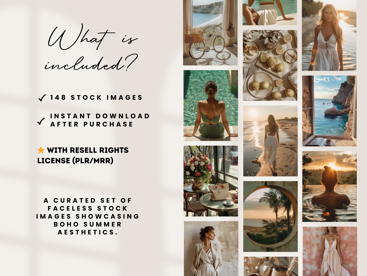 148 Summer Boho Aesthetic Stock Photos | Coastal Retro Faceless Photography Branding & Social Media PLR