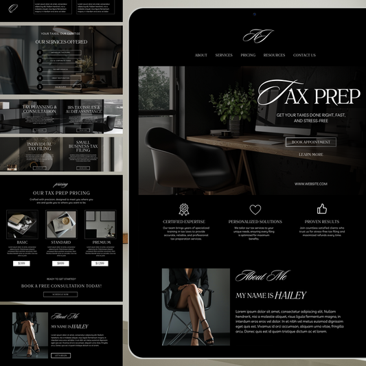 Tax Website Template | Canva One Page Accounting Website for Tax Professionals & Businesses